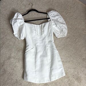 Elegant White Puff Sleeve Dress